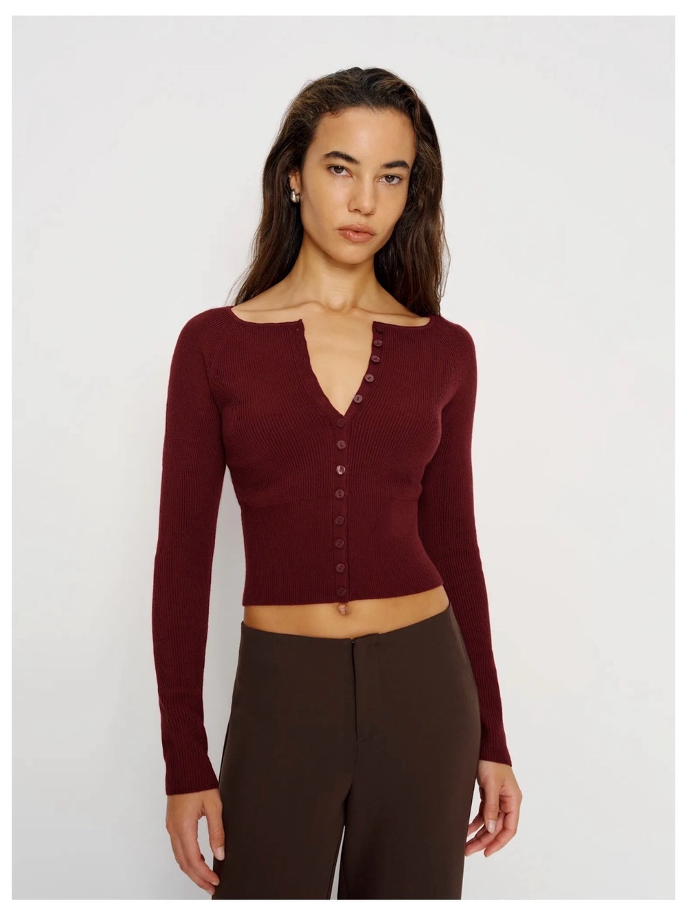 Reformation Meadow Regenerative Merino Cardigan Red - Size M